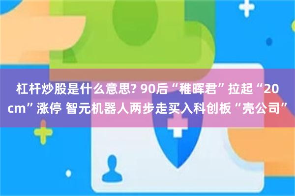 杠杆炒股是什么意思? 90后“稚晖君”拉起“20cm”涨停 智元机器人两步走买入科创板“壳公司”
