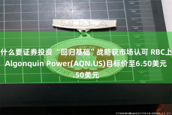 为什么要证券投资 “回归基础”战略获市场认可 RBC上调Algonquin Power(AQN.US)目标价至6.50美元